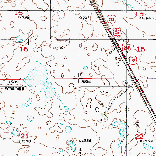 Topographic Map of Township of Melville, ND