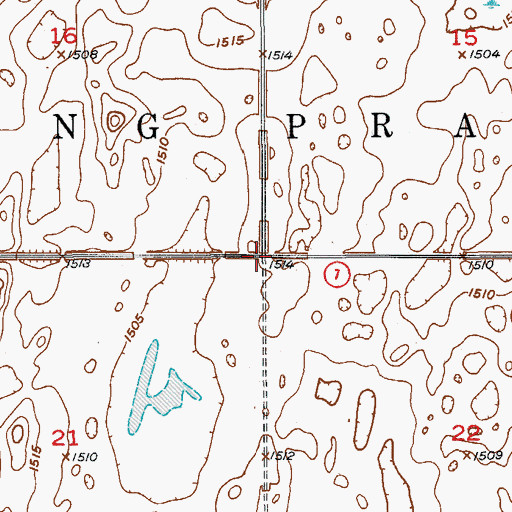 Topographic Map of Township of Rolling Prairie, ND