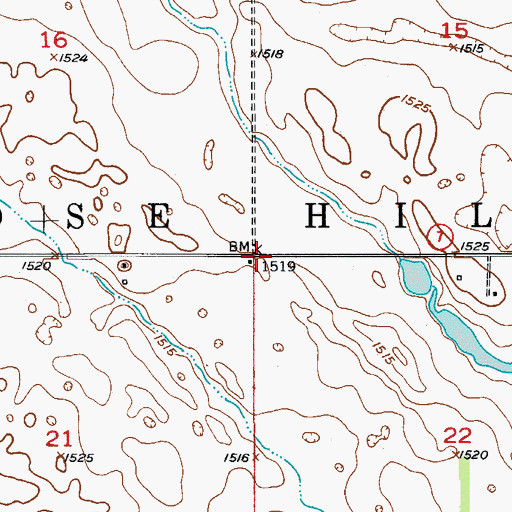 Topographic Map of Township of Rose Hill, ND