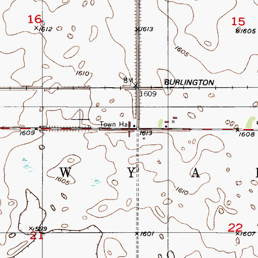 Topographic Map of Township of Wyard, ND