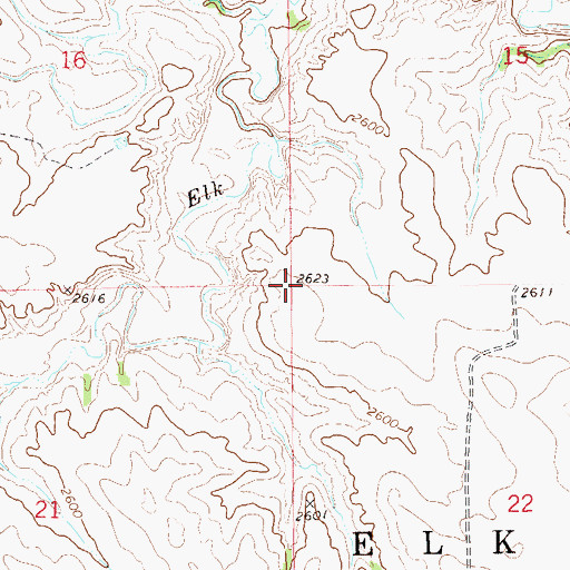 Topographic Map of Township of Elk Creek, ND