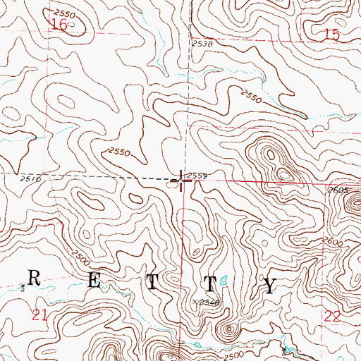 Topographic Map of Township of Pretty Rock, ND