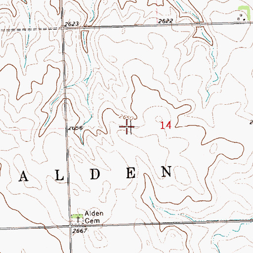 Topographic Map of Township of Alden, ND