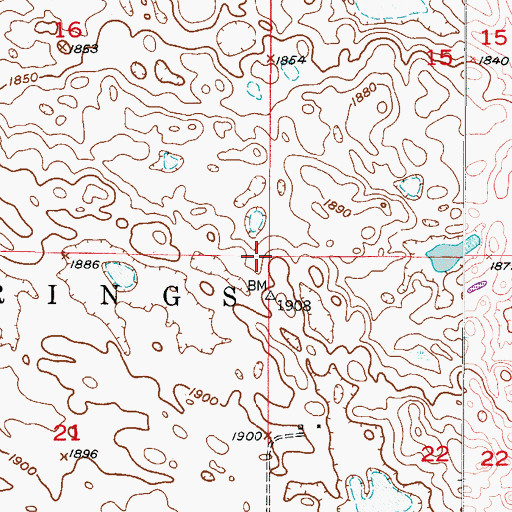 Topographic Map of Township of Crystal Springs, ND