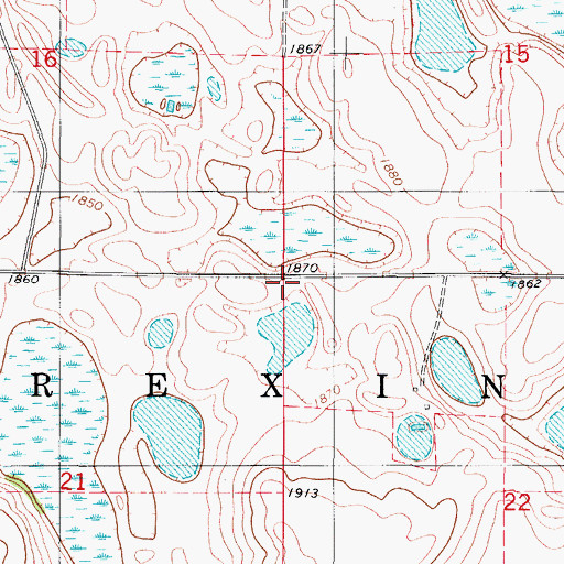Topographic Map of Township of Rexine, ND