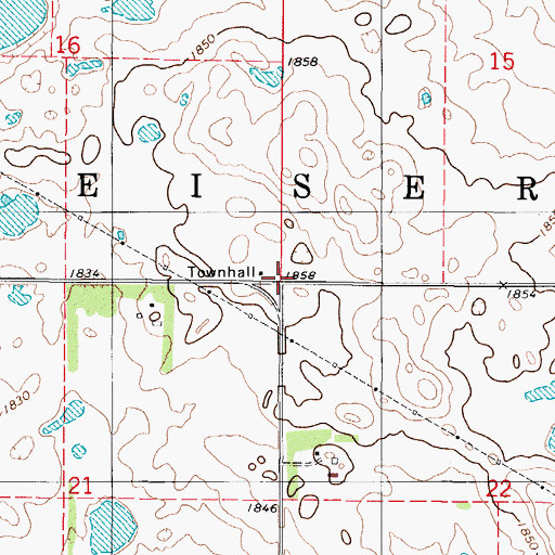 Topographic Map of Township of Weiser, ND