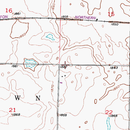 Topographic Map of Township of Woodlawn, ND