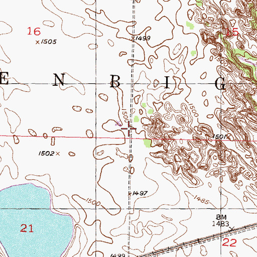 Topographic Map of Township of Denbigh, ND