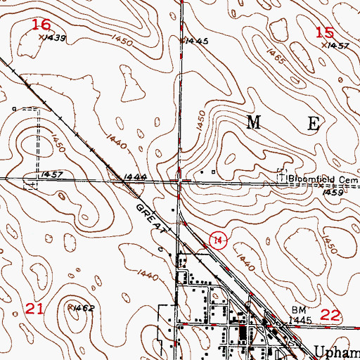Topographic Map of Township of Meadow, ND