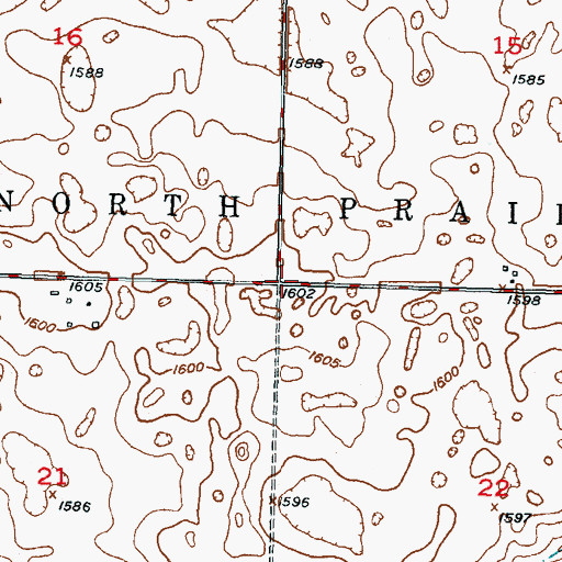 Topographic Map of Township of North Prairie, ND