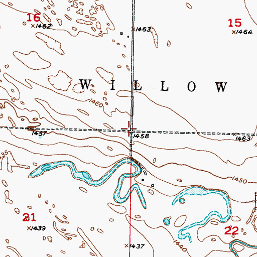 Topographic Map of Township of Willow Creek, ND