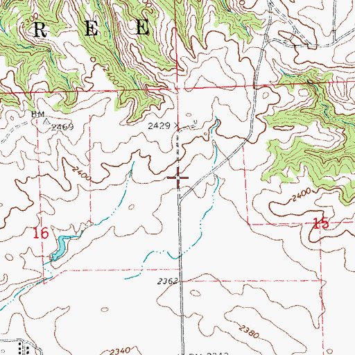 Topographic Map of Township of Elm Tree, ND