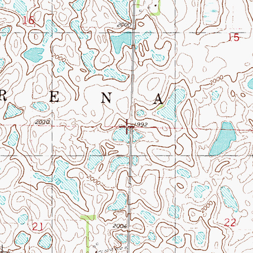 Topographic Map of Township of Aurena, ND