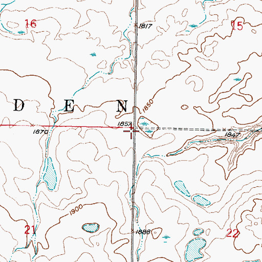 Topographic Map of Township of Dogden, ND