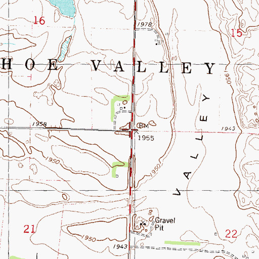 Topographic Map of Township of Horseshoe Valley, ND