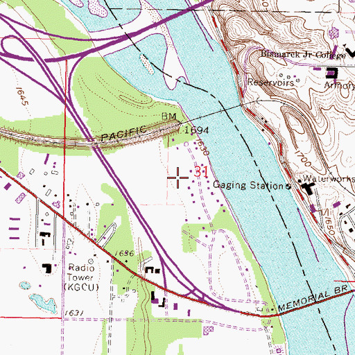 Topographic Map of Township of Captain's Landing, ND