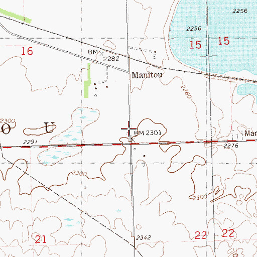 Topographic Map of Township of Manitou, ND