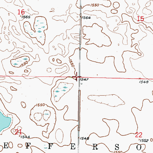Topographic Map of Township of Jefferson, ND
