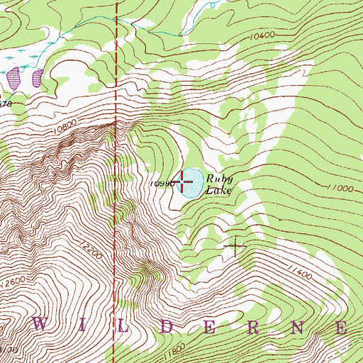 Topographic Map of Ruby Lake, CO