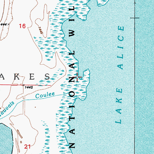 Topographic Map of Township of Chain Lakes, ND