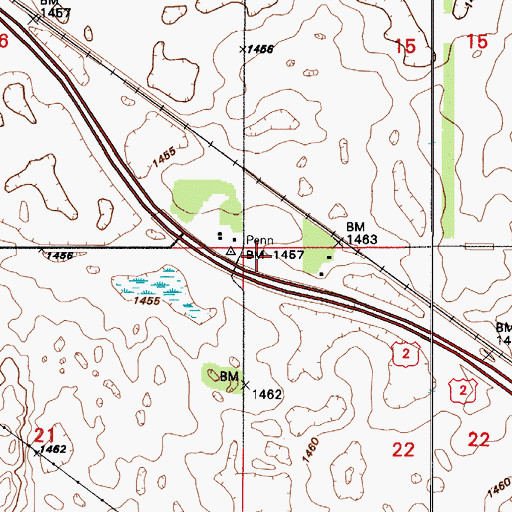 Topographic Map of Township of Coulee, ND