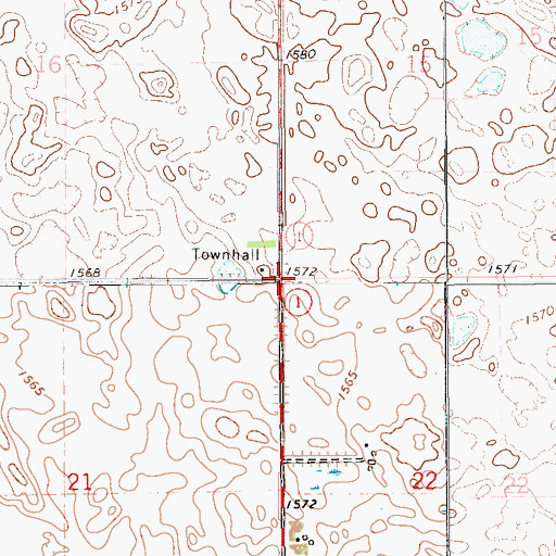 Topographic Map of Township of Highland Center, ND