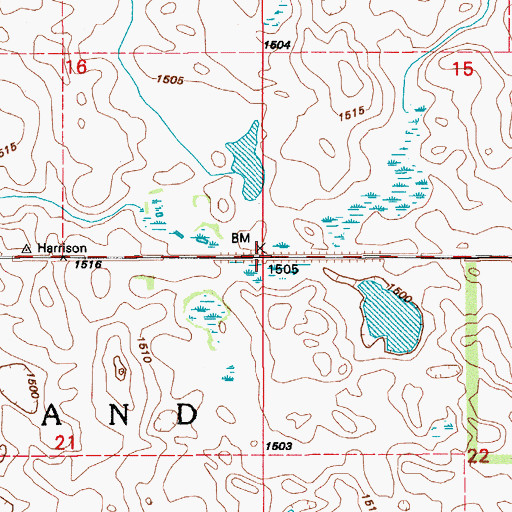 Topographic Map of Township of Overland, ND