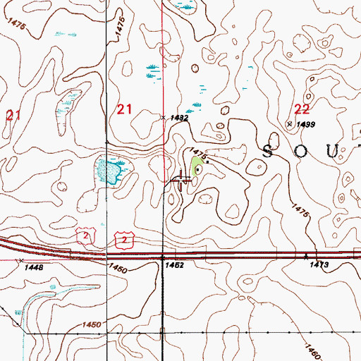 Topographic Map of Township of South Minnewaukan, ND