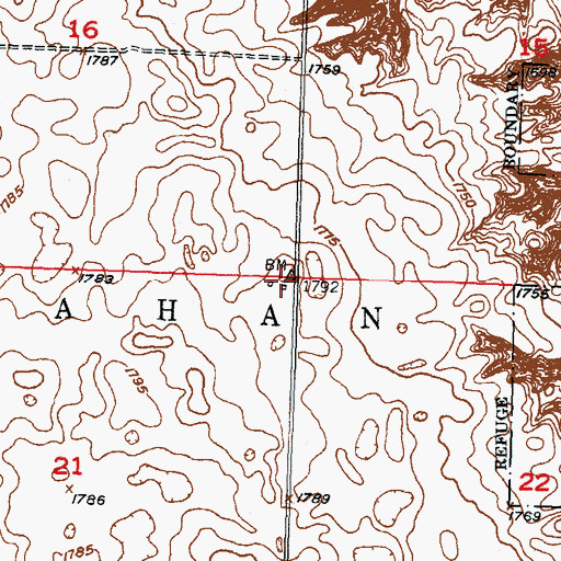 Topographic Map of Township of Callahan, ND