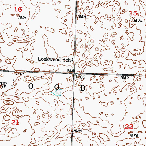 Topographic Map of Township of Lockwood, ND