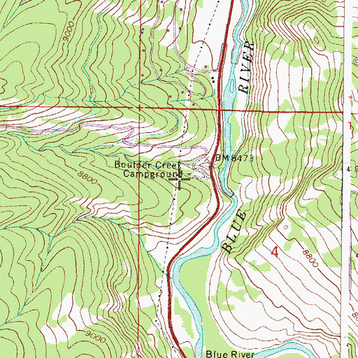 Topographic Map of Boulder Creek Campground, CO