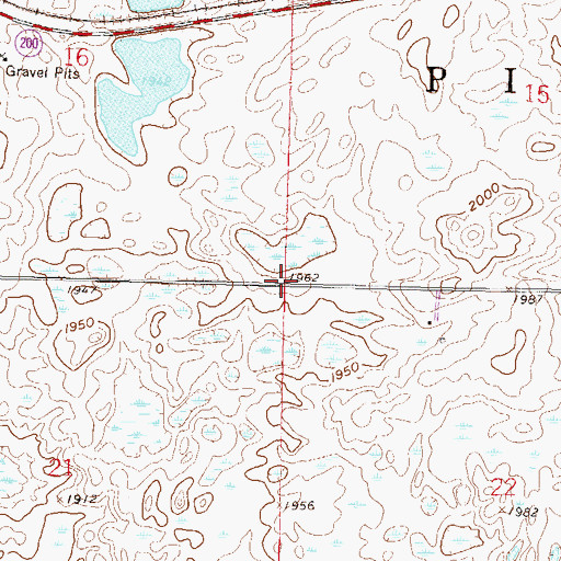 Topographic Map of Township of Pickard, ND