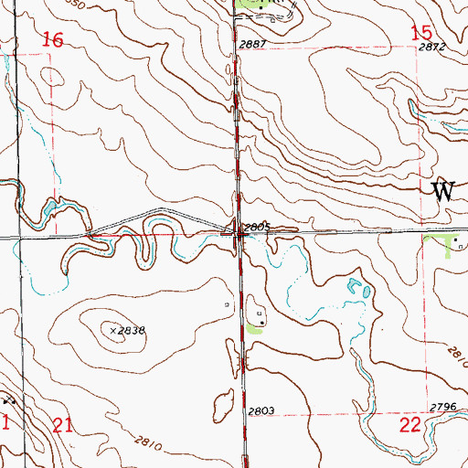 Topographic Map of Township of Woodberry, ND