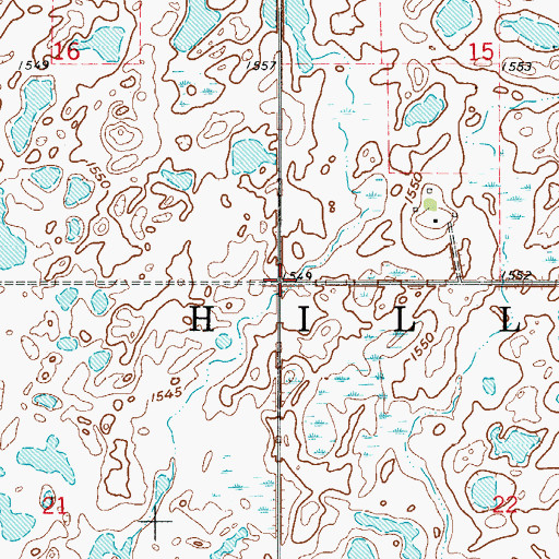 Topographic Map of Township of Twin Hill, ND
