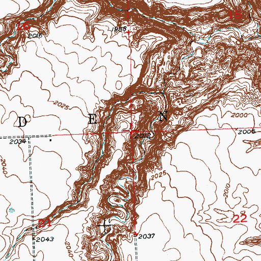 Topographic Map of Township of Baden, ND