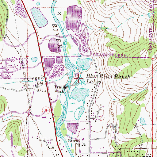 Topographic Map of Blue River Ranch Lakes, CO