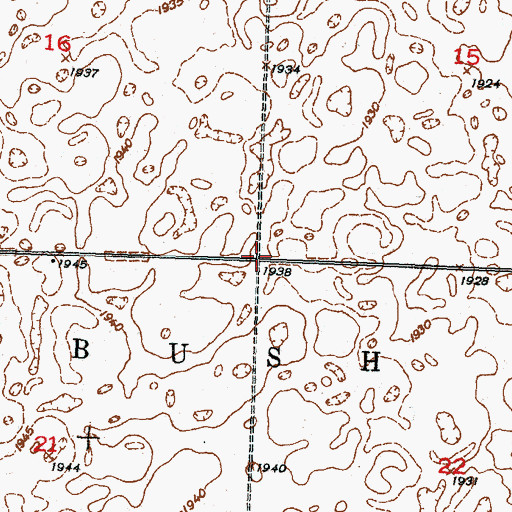 Topographic Map of Township of Greenbush, ND