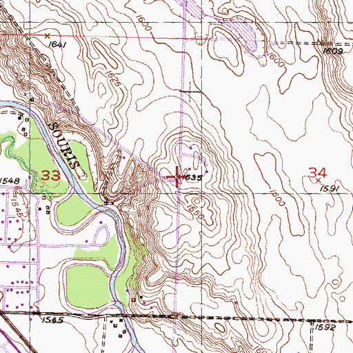 Topographic Map of Township of Nedrose, ND