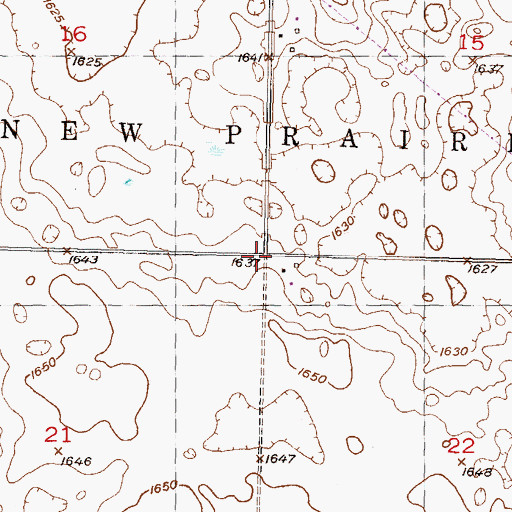 Topographic Map of Township of New Prairie, ND