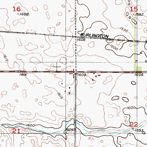 Topographic Map of Township of Bilodeau, ND