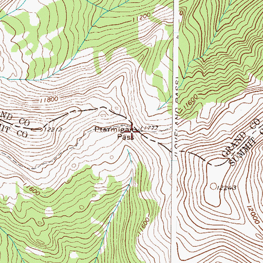 Topographic Map of Ptarmigan Pass, CO