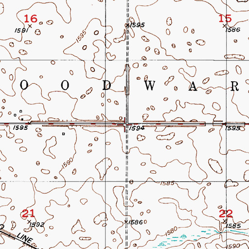 Topographic Map of Township of Woodward, ND