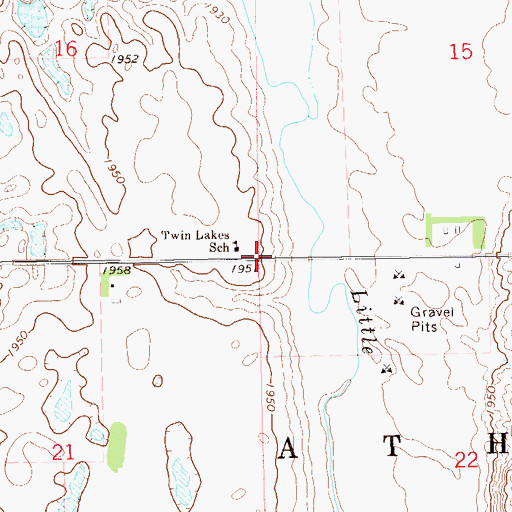 Topographic Map of Township of Athens, ND