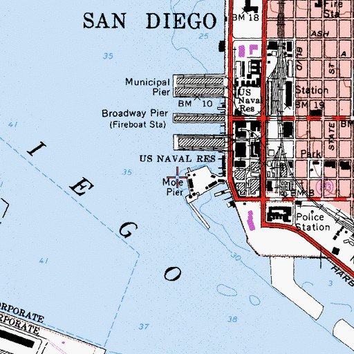 Topographic Map of Tuna Harbor, CA