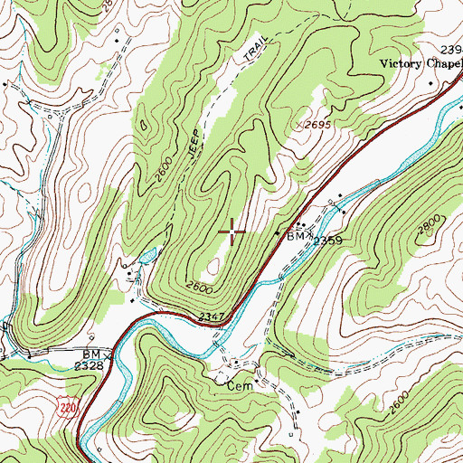 Topographic Map of Cedar Ridge, VA