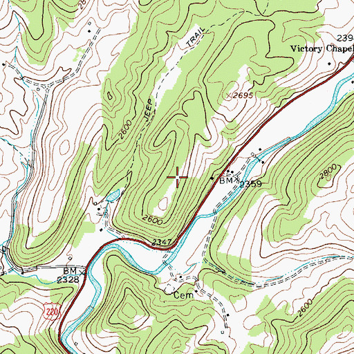 Topographic Map of Cedar Ridge, VA