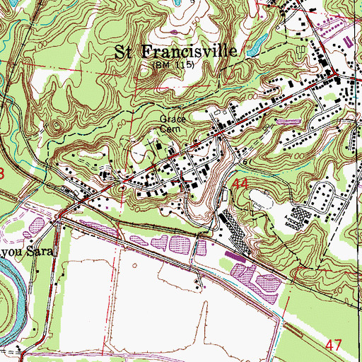 Topographic Map of United Methodist Church, LA