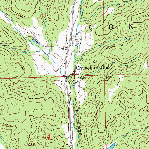 Topographic Map of Furnace Creek Cemetery, MO