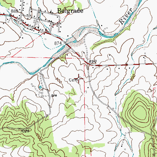 Topographic Map of Carson Cemetery, MO