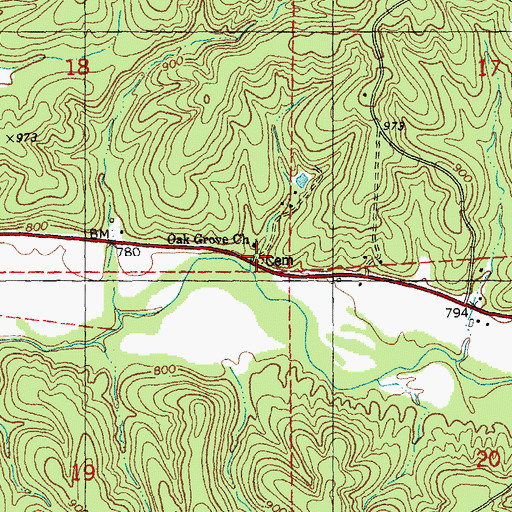 Topographic Map of Whitby-Ellis Cemetery, MO